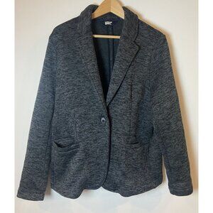 Lands' End Fleece Lined Blazer Jacket Gray Heather Size Large L